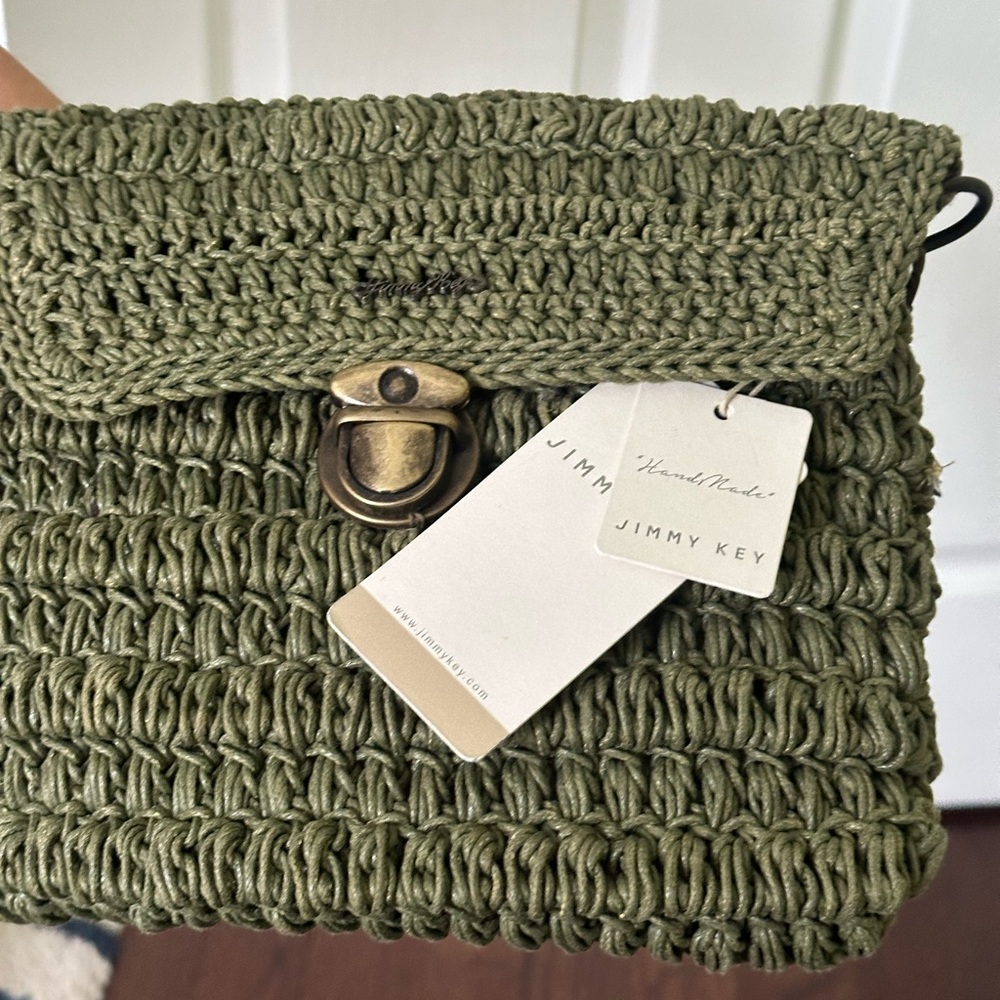 Olive green handmade purse! can be worn cross body as well!